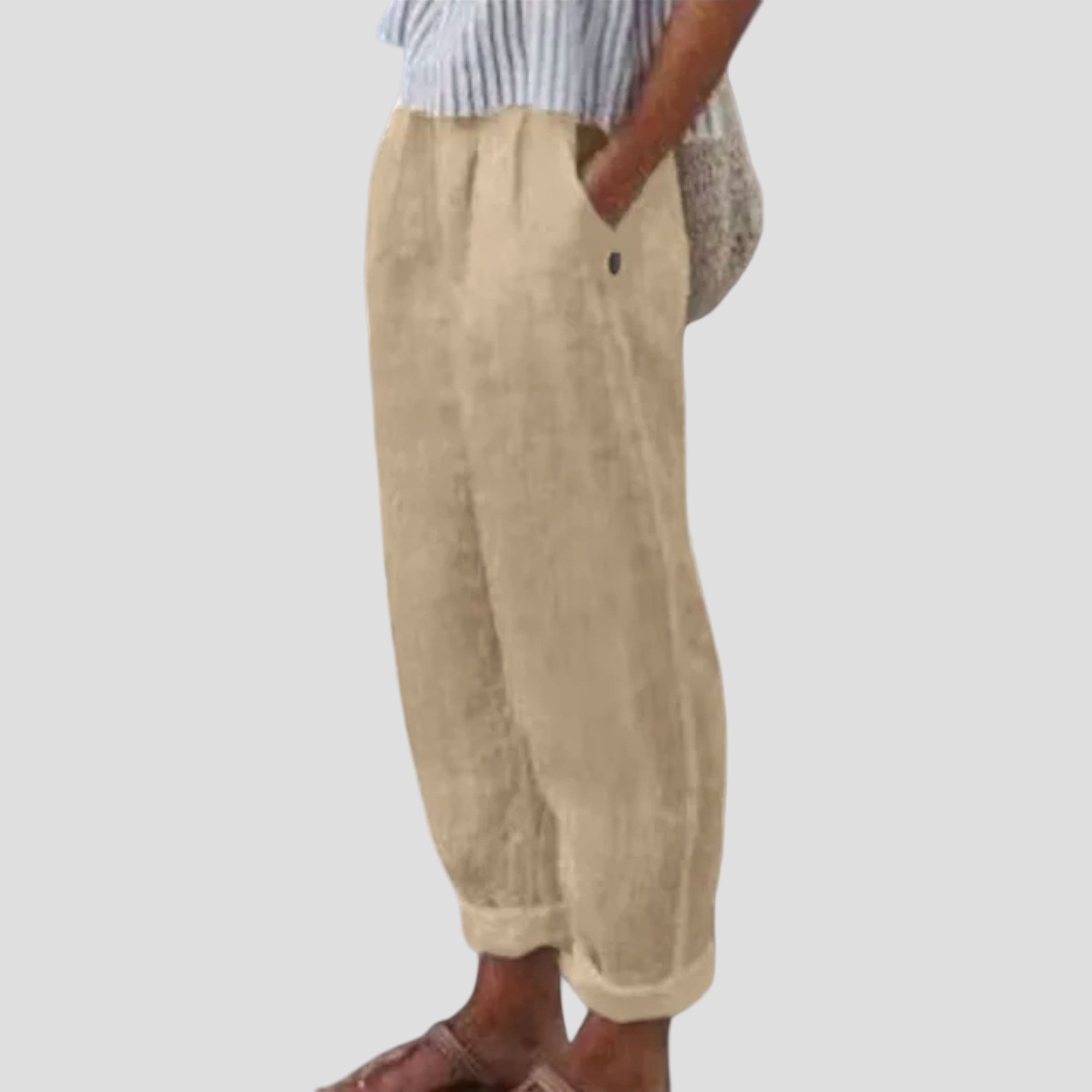 Clara - Kalhoty s měkkým pasem a bočními kapsami