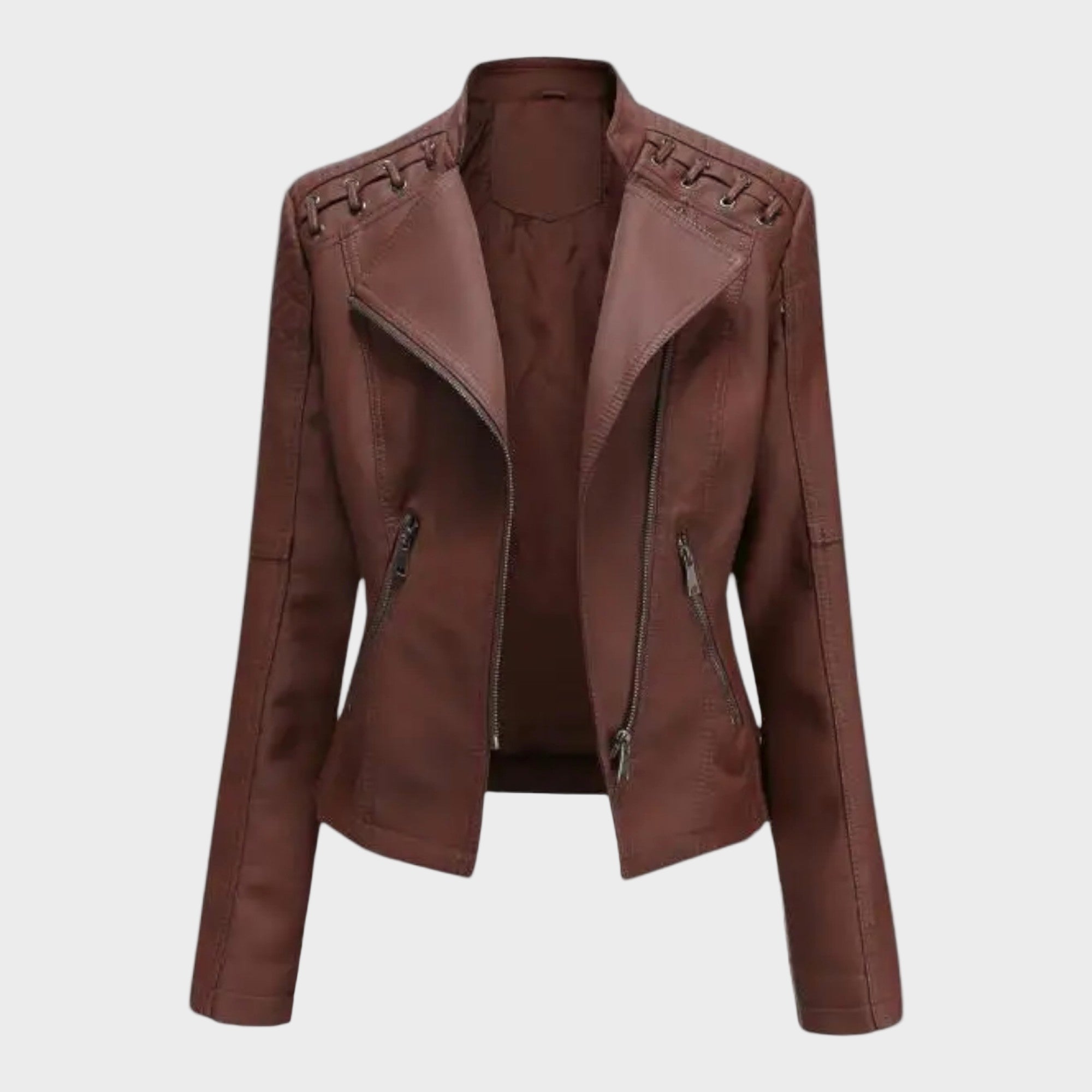 Moderní kožená bunda s elegantním střihem a nadčasovou elegancí